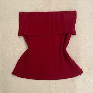 Burgandi knitted strapped top